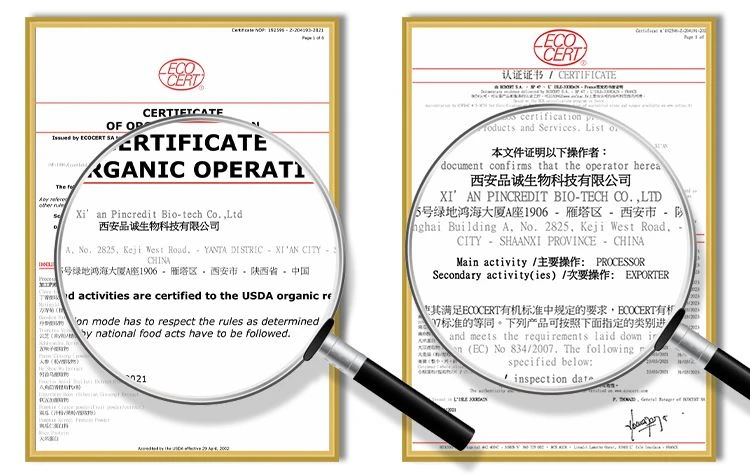 organic certificates